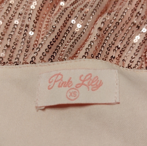 Pink Lily Long Sleeve Faux Wrap Sequin Mini Dress- size XS - Picture 3 of 5